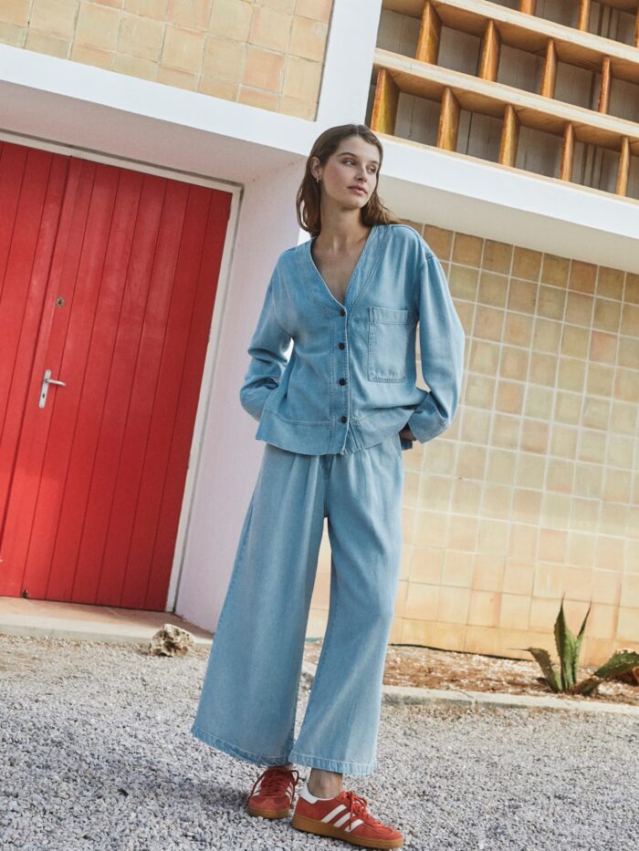 DENIM-EFFECT PANTS