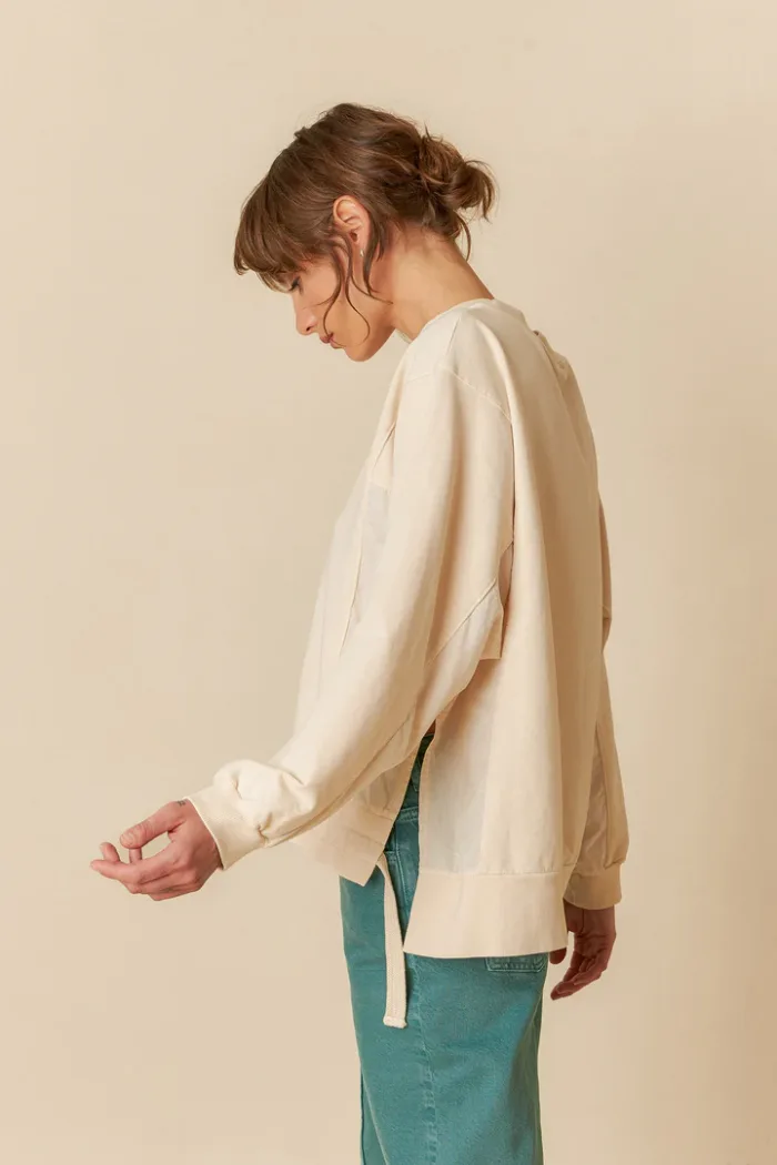 COTTON SWEATSHIRT WITH TIES CRUDO - Image 4