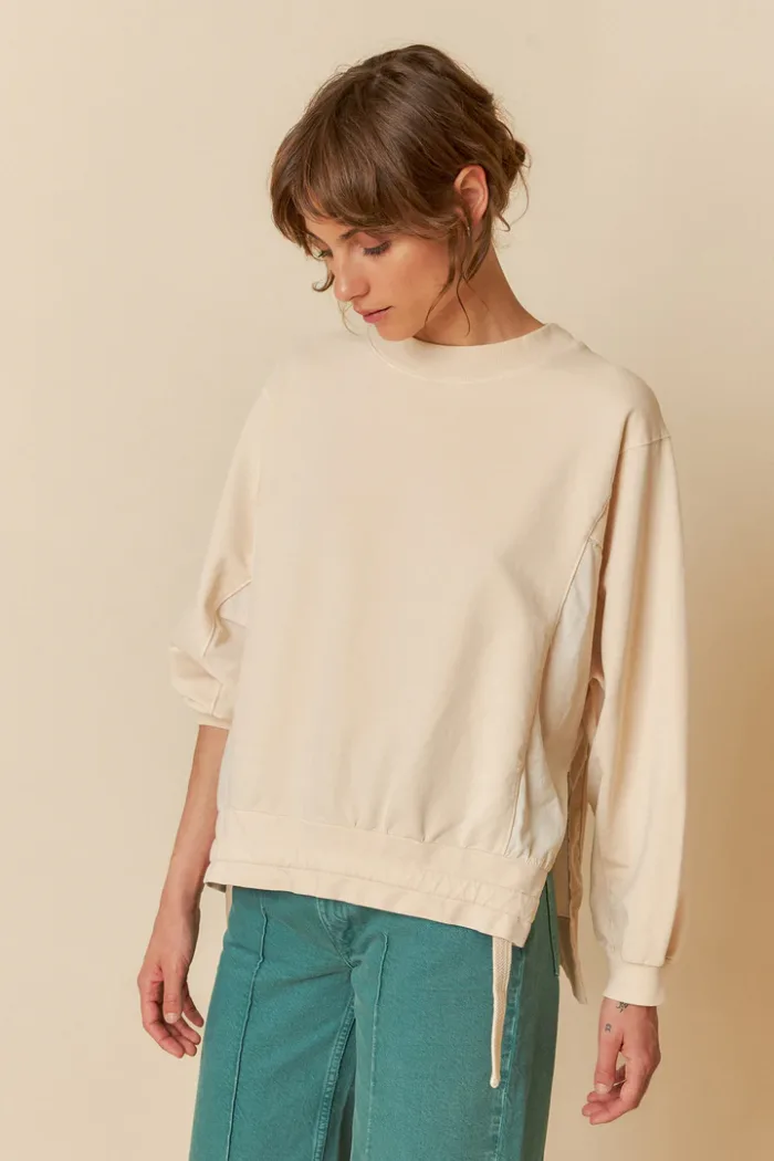 COTTON SWEATSHIRT WITH TIES CRUDO - Image 3