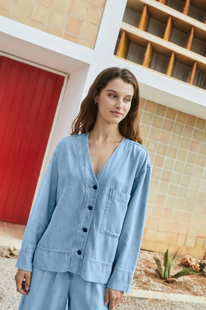 DENIM-EFFECT OVERSHIRT