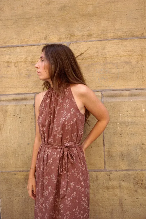 BICOLOR HALTER DRESS