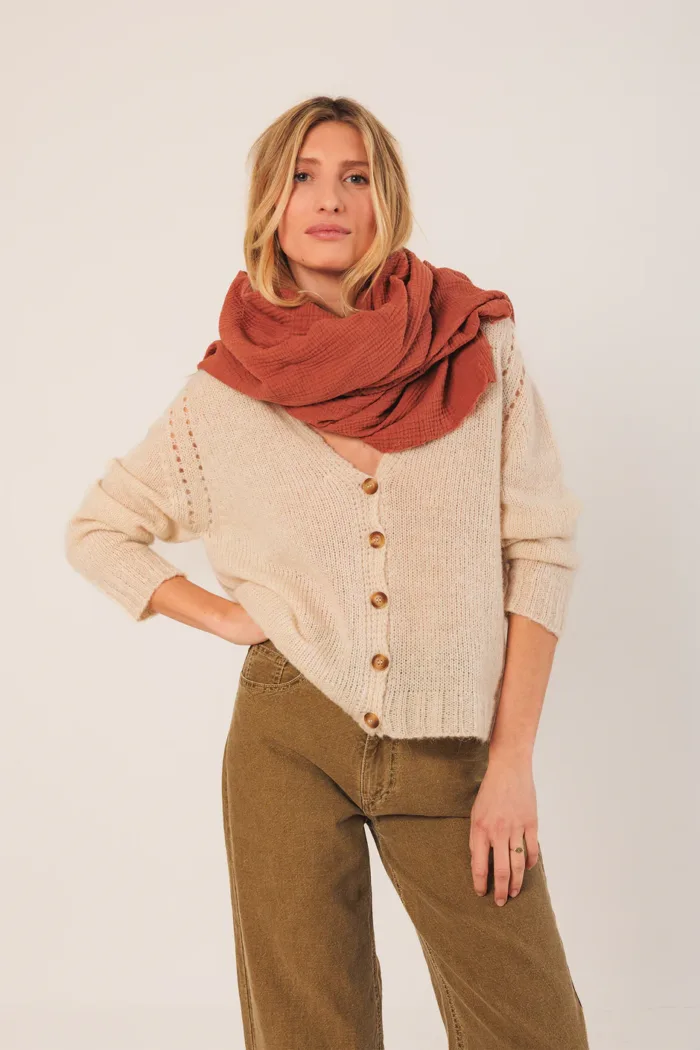 DOUBLE-GAUZE SCARF TERRACOTA