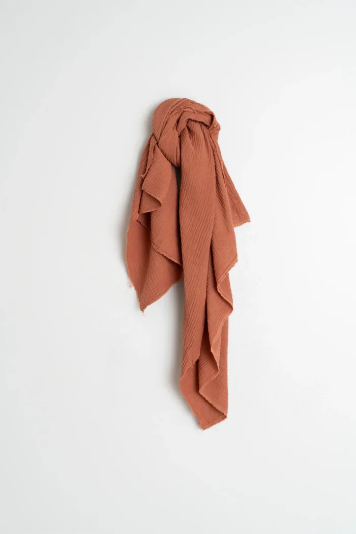 DOUBLE-GAUZE SCARF TERRACOTA - Image 3