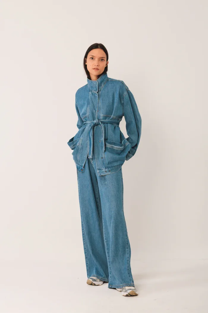 DENIM BELTED JACKET - Image 4