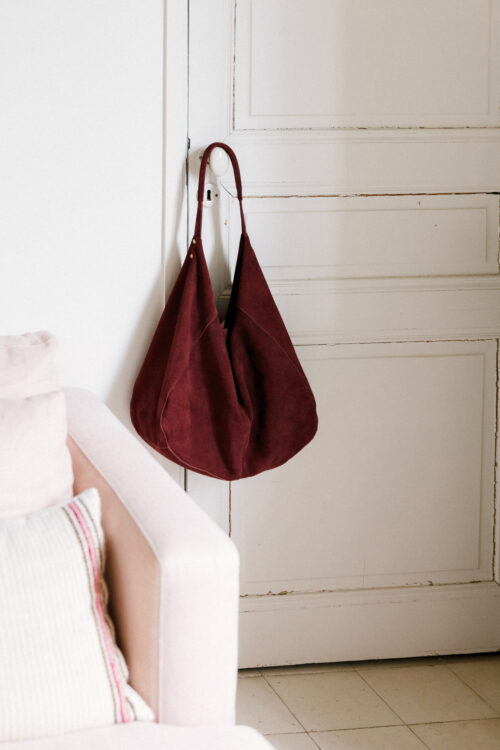 SPLIT LEATHER TOTE BAG GRANATE