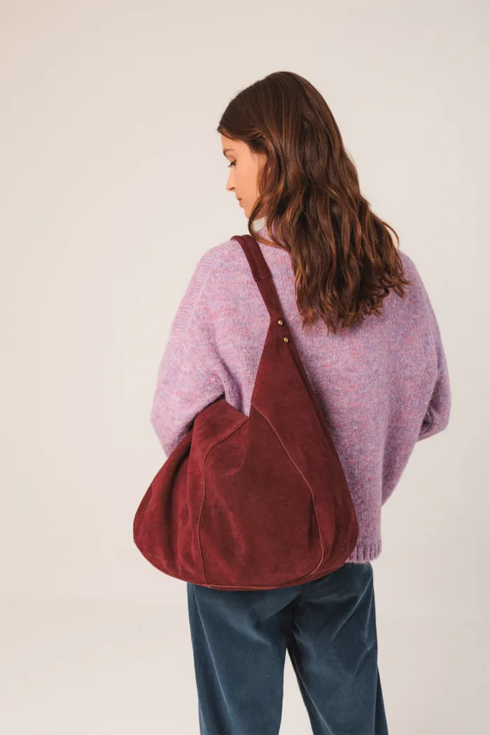 SPLIT LEATHER TOTE BAG GRANATE - Image 4