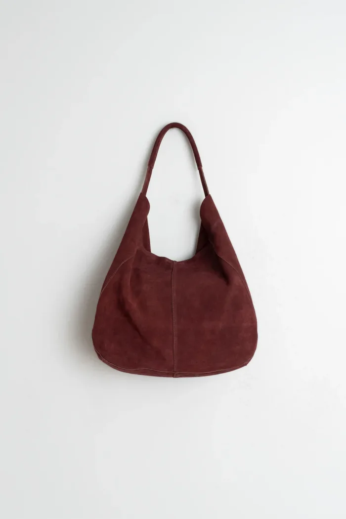 SPLIT LEATHER TOTE BAG GRANATE - Image 5