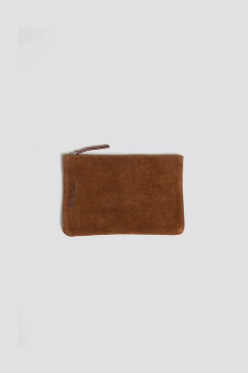SPLIT LEATHER POUCH TABACO