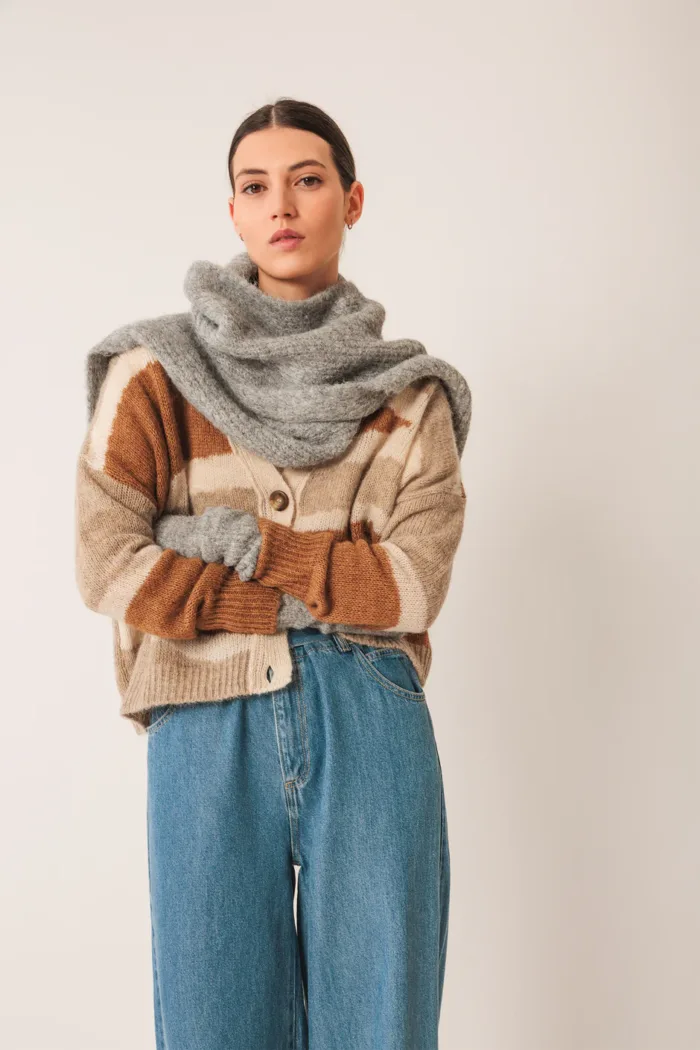 COLORED KNIT SCARF GRIS - Image 2