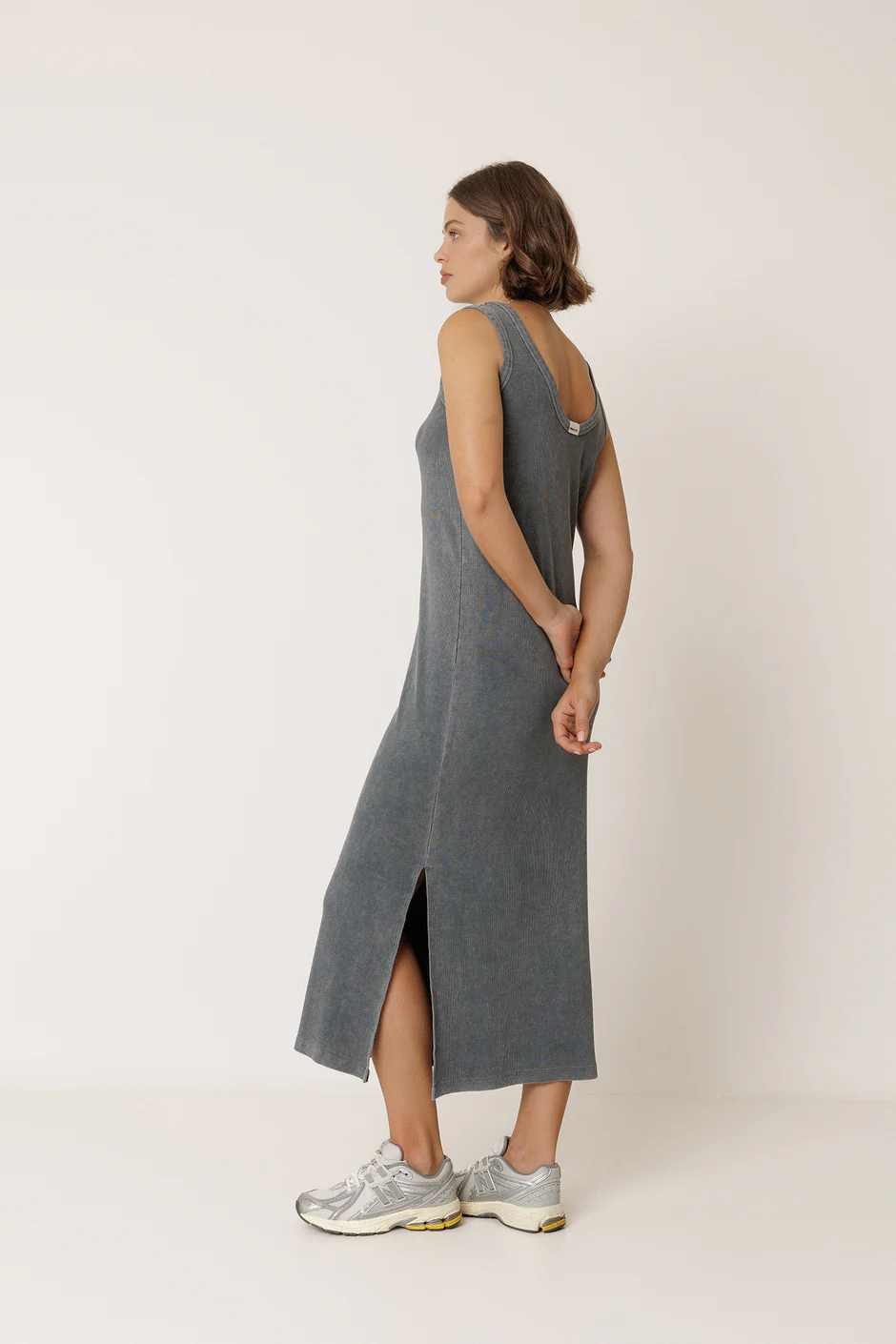 COTTON MAXI DRESS CARBON - Image 3