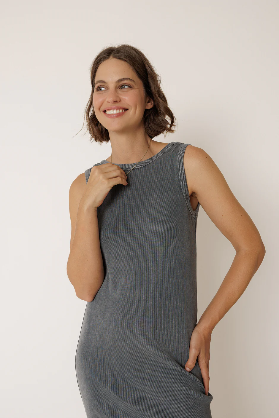 COTTON MAXI DRESS CARBON - Image 4