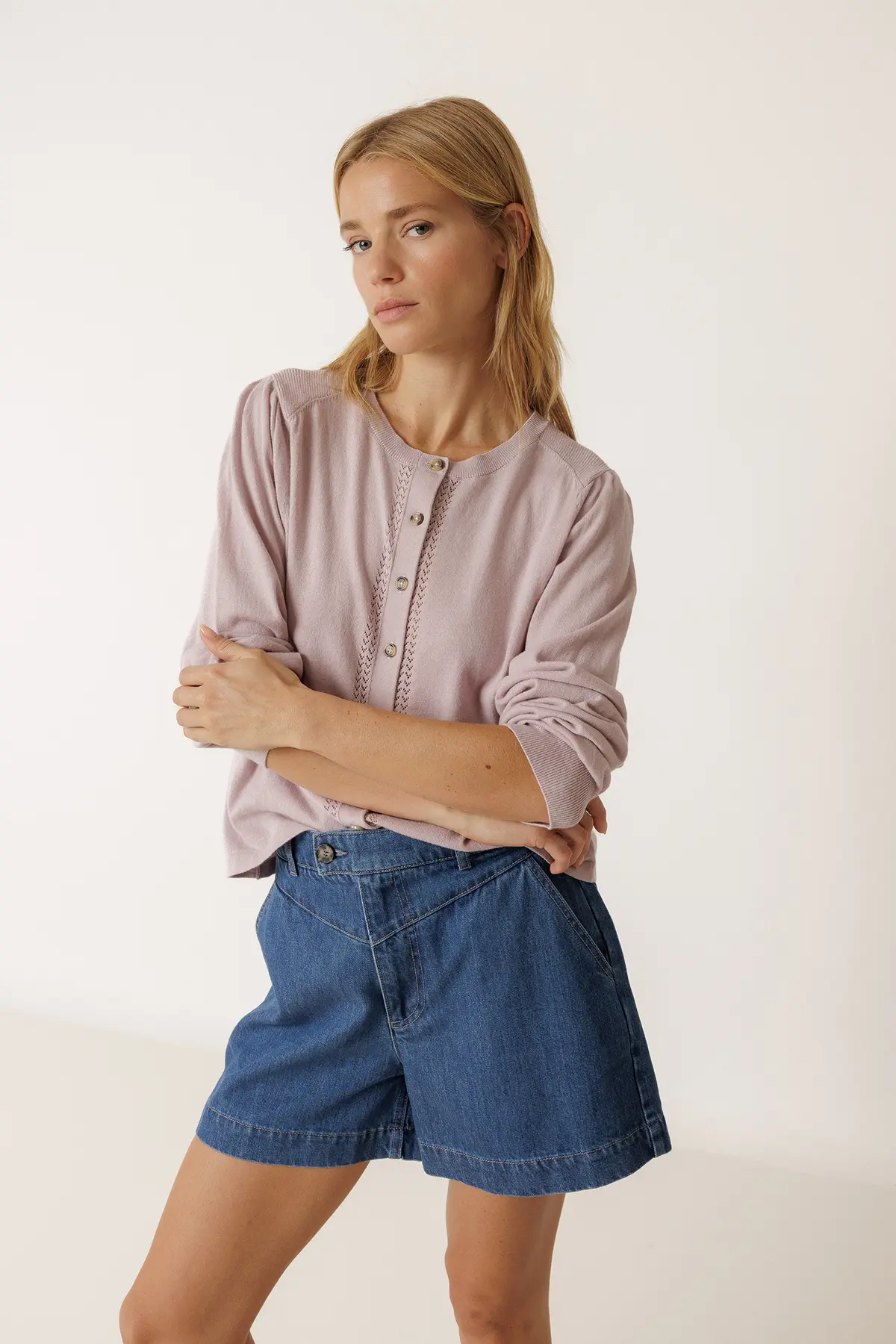 Indi&Cold Organic Cotton Jacket orgaanilisest puuvillast kardigan vanaroosa - Wavau