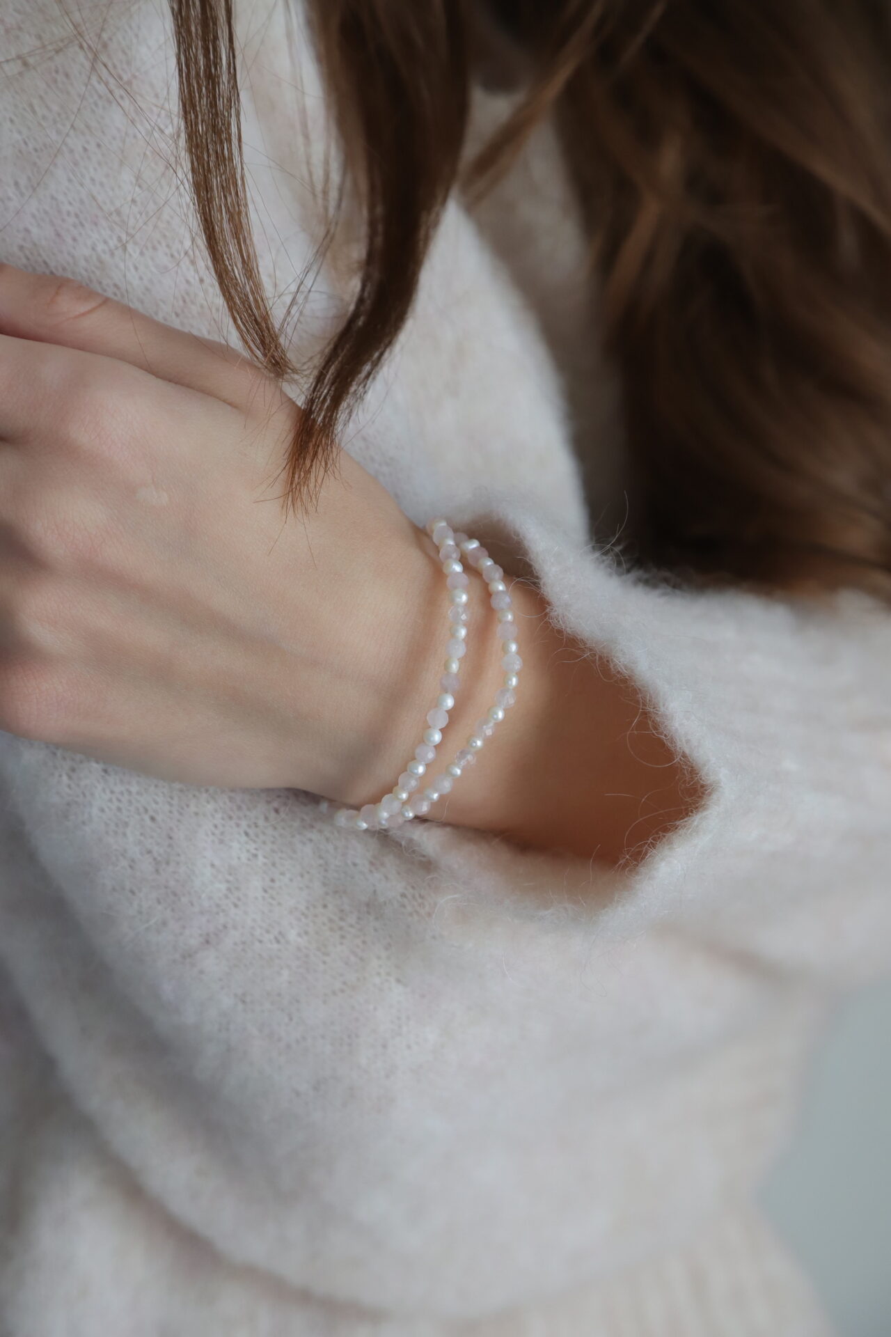Helge Stuudio käekett Tasakaal roosast kvartsist hõbe - Wavau